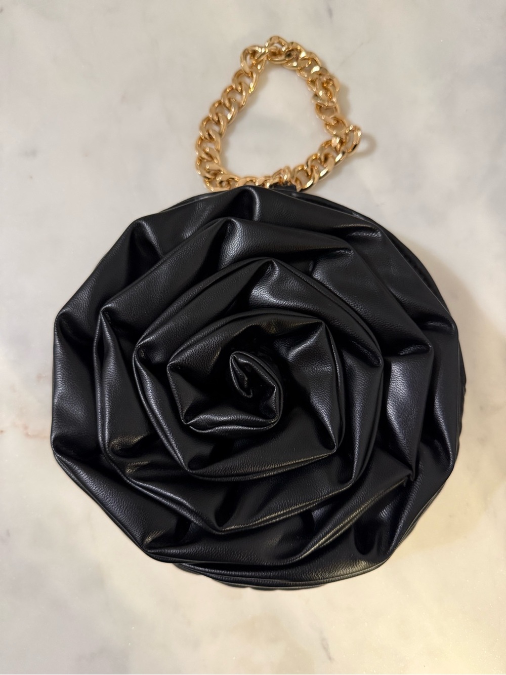 a new day Black Rose Satchel with Gold Chain Handle